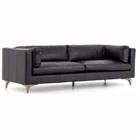 Beckwith Leather Sofa, Rider Black