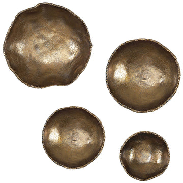 Lucky Coins Wall Decor, Brass, Set of 4