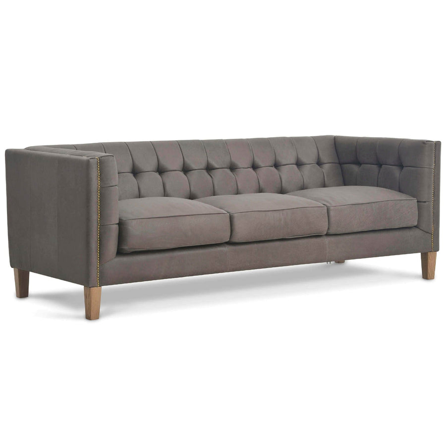 Abbott 85" Leather Sofa, Heritage Graphite