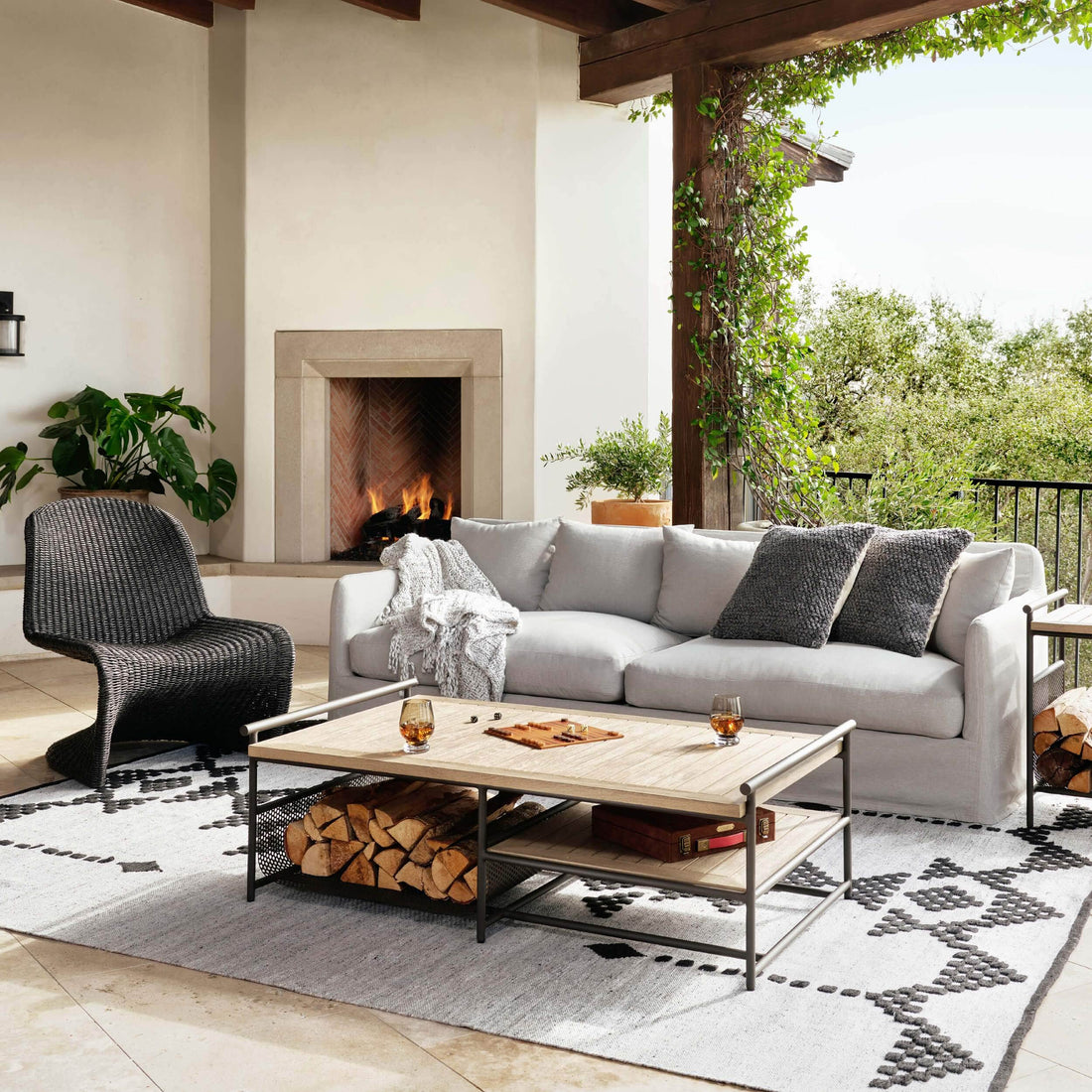 Dade Outdoor Sofa, Stone Grey