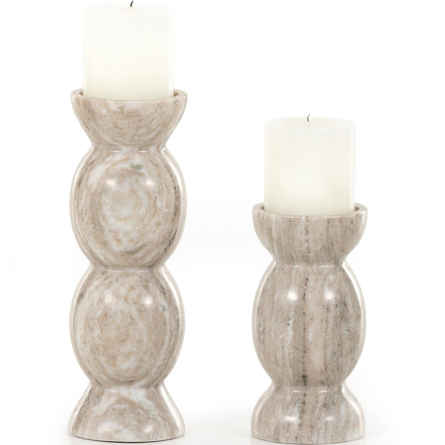 Kivu Pillard Candle Holder, Set of 2, Grey