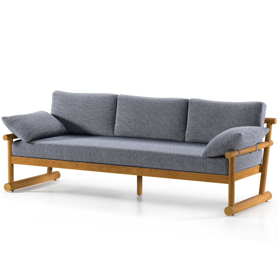 Fremont 89" Outdoor Sofa, Faye Navy/Natural Teak