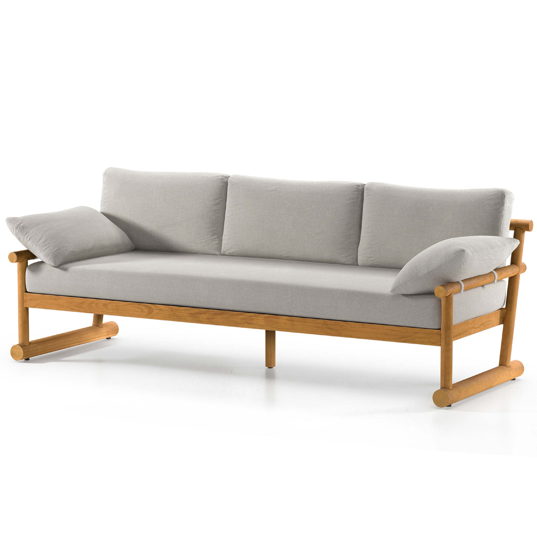 Fremont 89" Outdoor Sofa, Stone Grey/Natural Teak