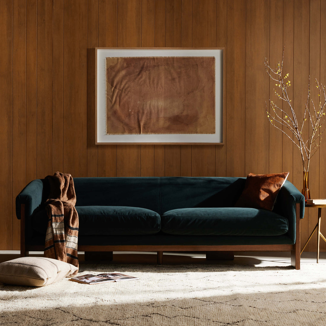 Cairo Sofa, Modern Velvet Smoke