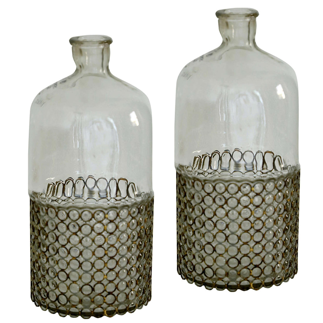 Reya Glass Bottle Vase, Set of 2