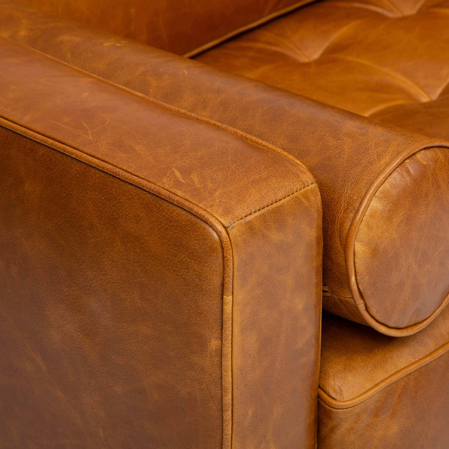 Adler Leather Sofa, Oil Buffalo Camel