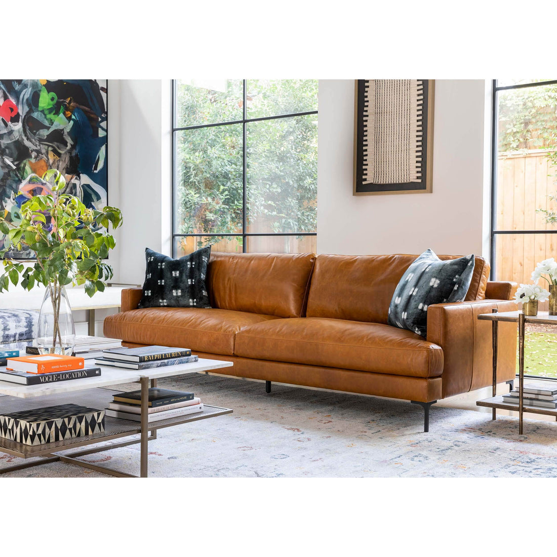 Ansel Leather Sofa, Oil Buffalo Camel