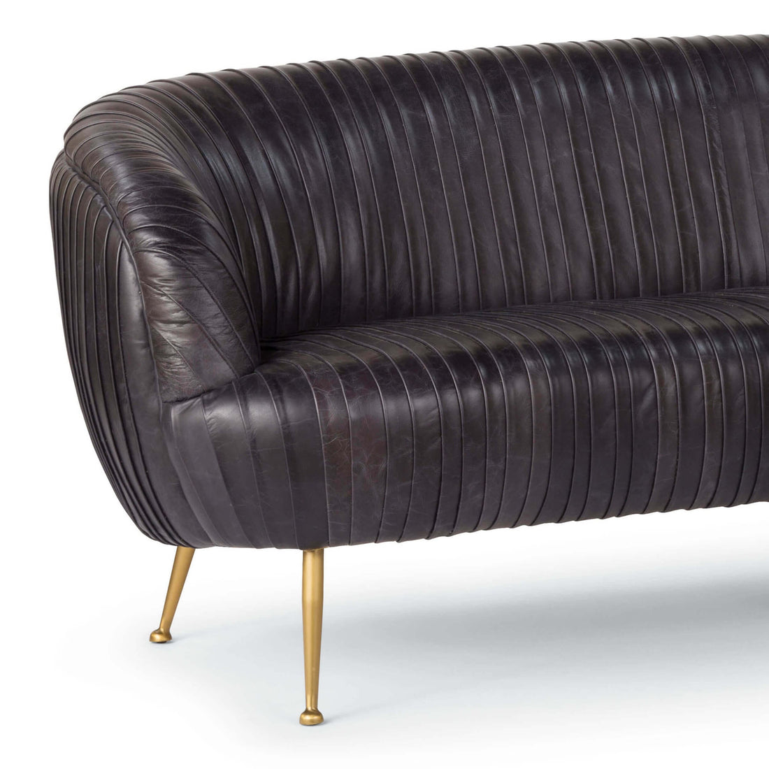 Beretta Leather Sofa, Faded Black