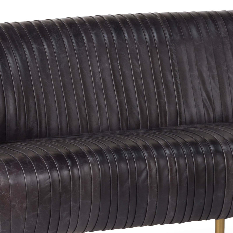 Beretta Leather Sofa, Faded Black