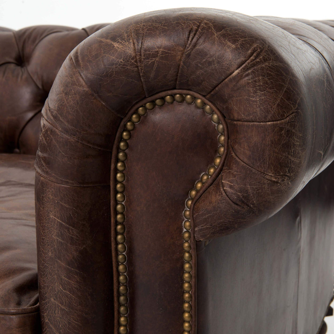 Conrad 118" Leather Sofa, Cigar