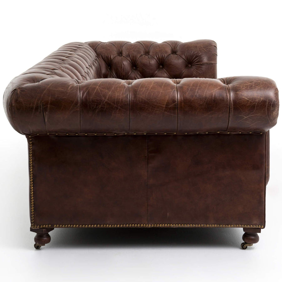 Conrad 118" Leather Sofa, Cigar