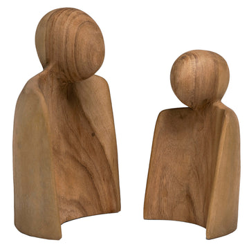 Wood Sculpture, Natural, Set of 2