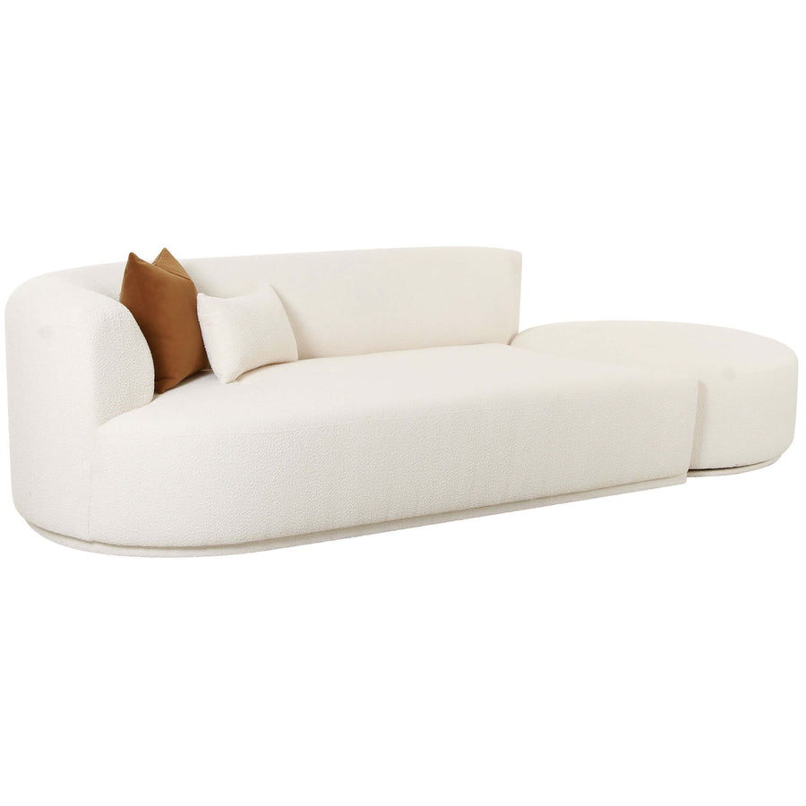 Fickle Boucle 2 Piece Chaise Modular LAF Sofa, Cream