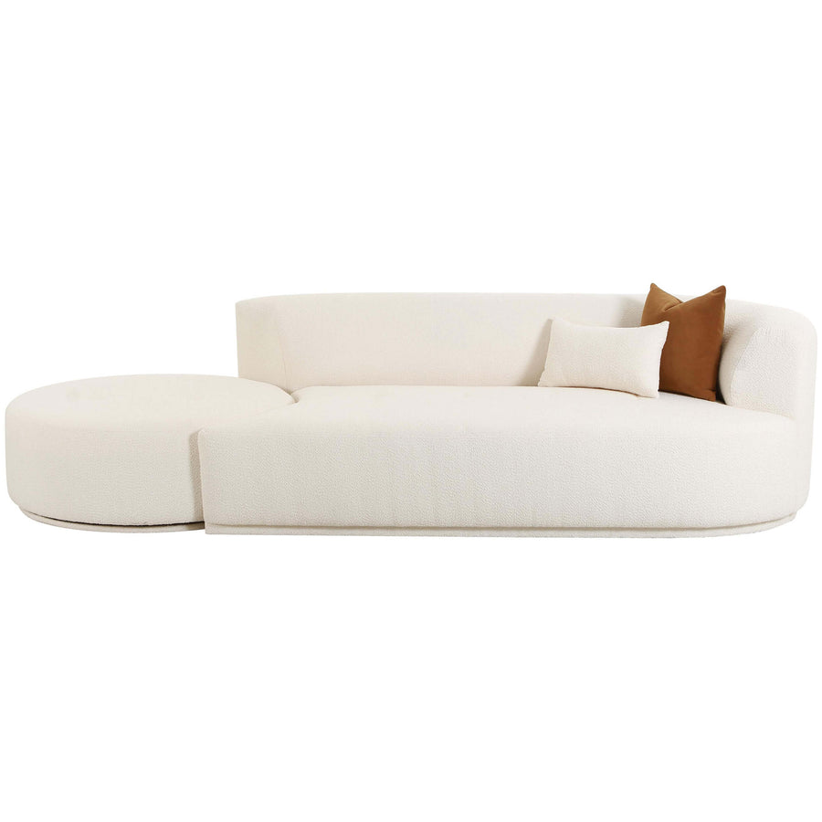 Fickle Boucle 2 Piece Chaise Modular RAF Sofa, Cream