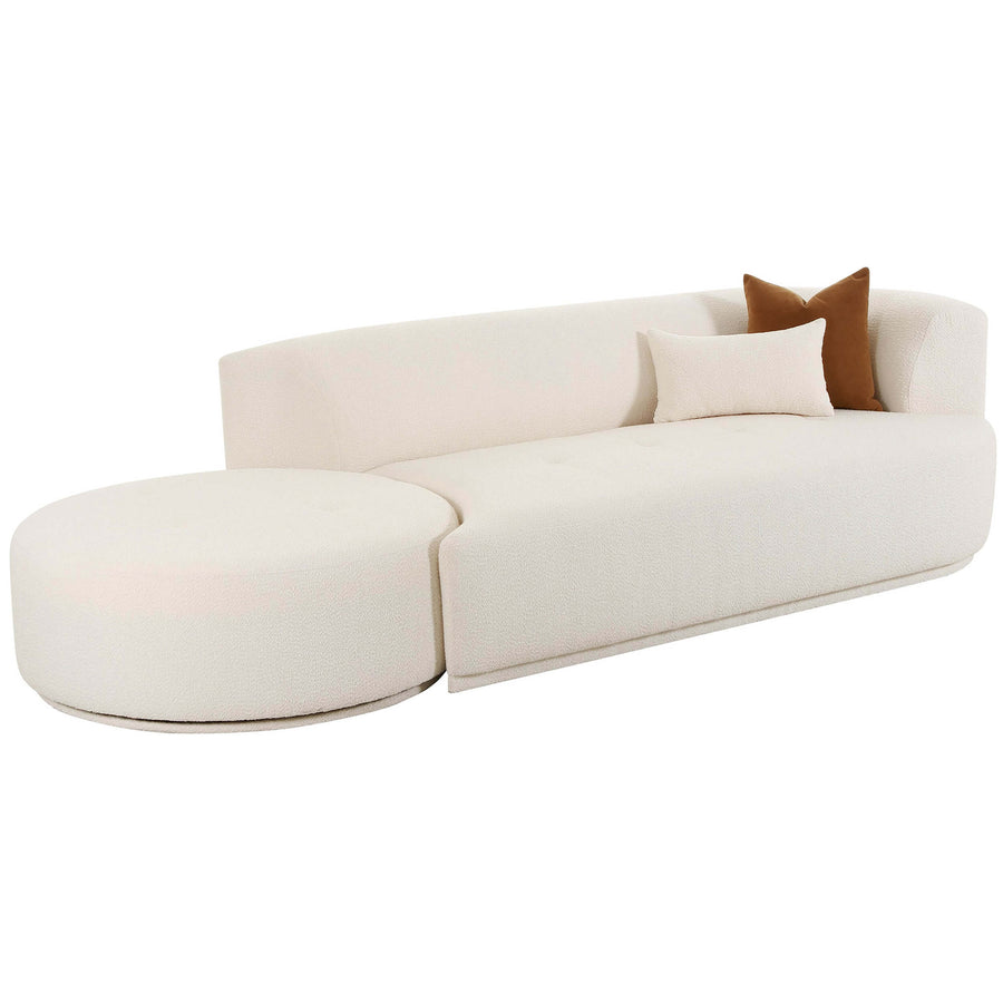 Fickle Boucle 2 Piece Chaise Modular RAF Sofa, Cream