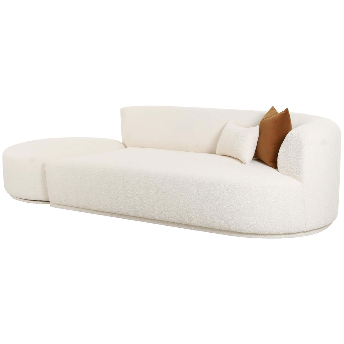 Fickle Boucle 2 Piece Chaise Modular RAF Sofa, Cream