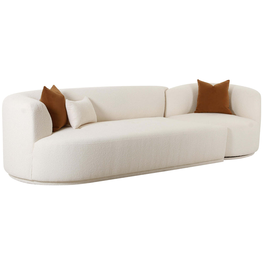 Fickle Boucle 2 Piece Modular LAF Sofa, Cream