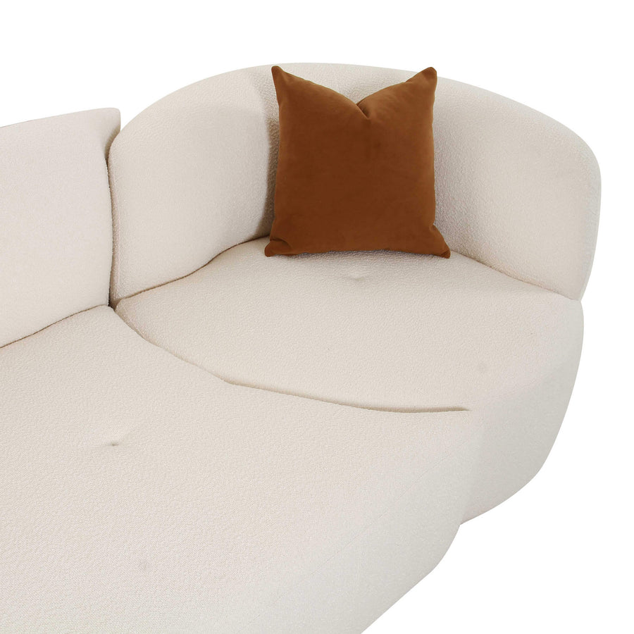 Fickle Boucle 2 Piece Modular LAF Sofa, Cream