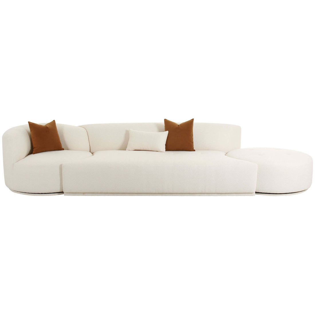 Fickle Boucle 3 Piece Chaise Modular Sofa, Cream