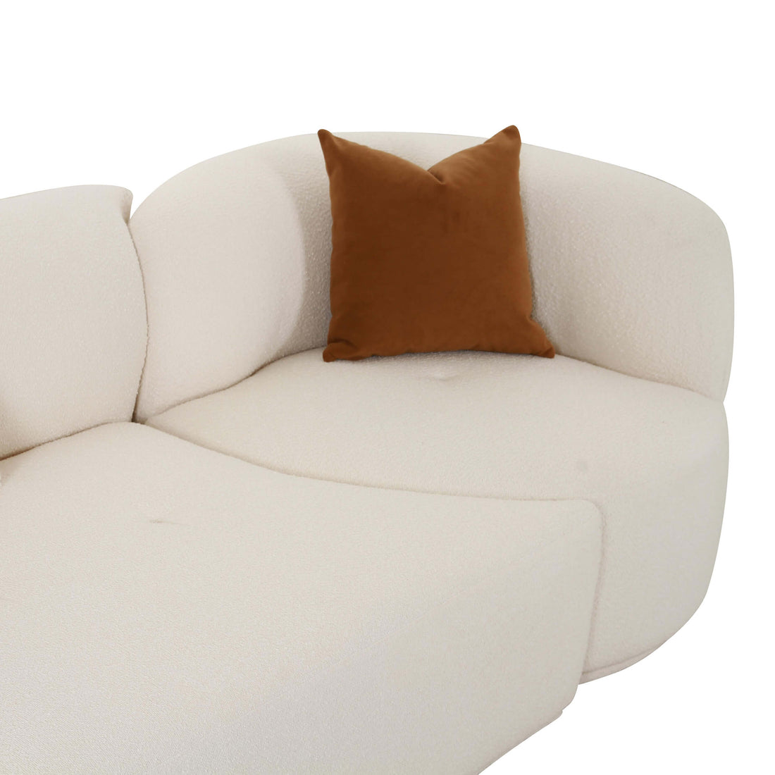 Fickle Boucle 3 Piece Chaise Modular Sofa, Cream