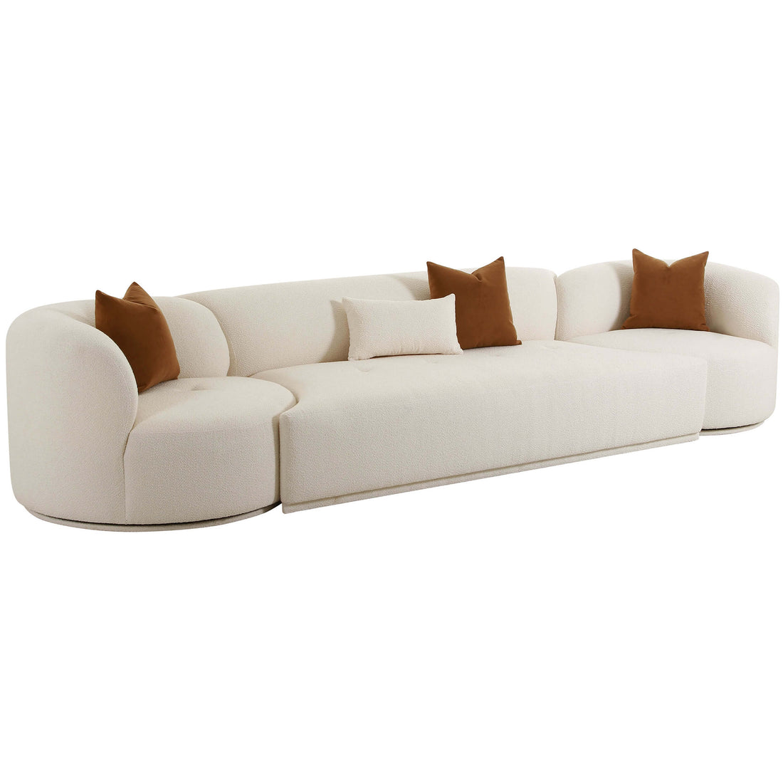 Fickle Boucle 3 Piece Modular Sofa, Cream