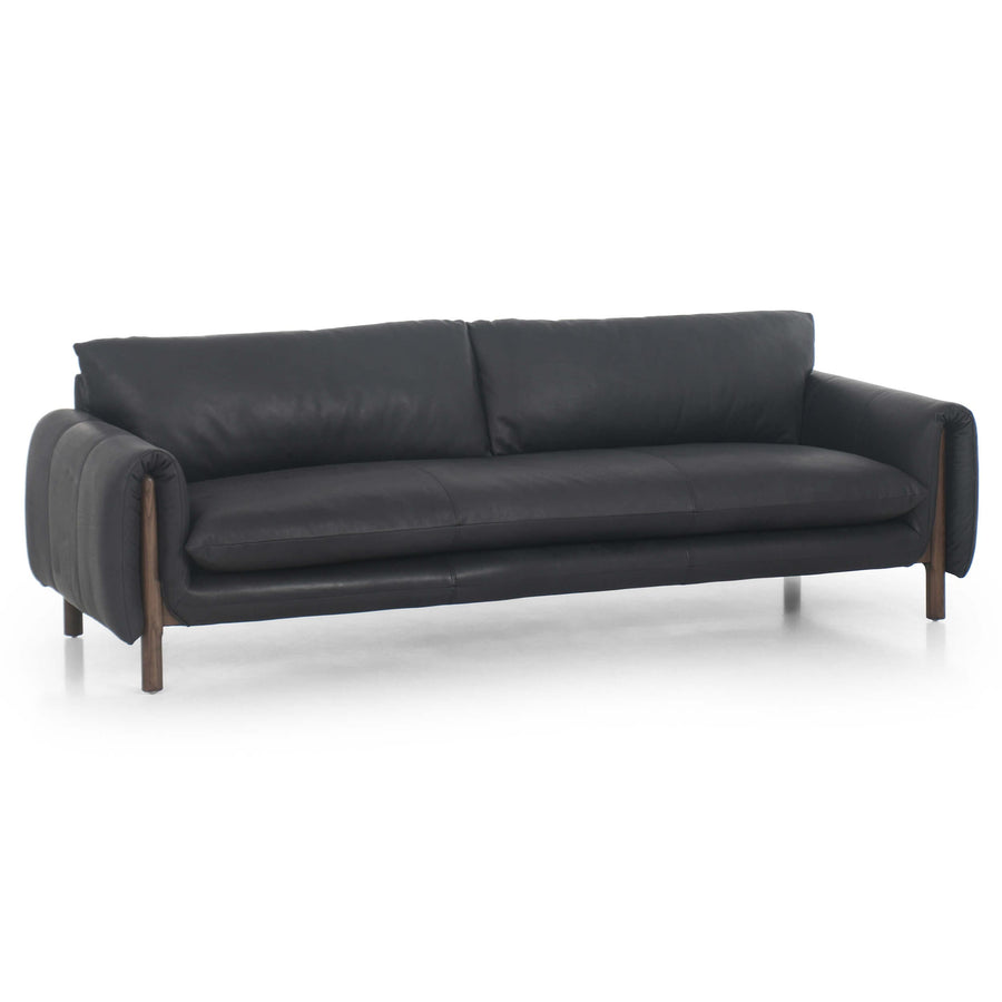 Fleming Leather Sofa, Heirloom Black