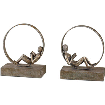 Lounging Reader Bookends, Set of 2