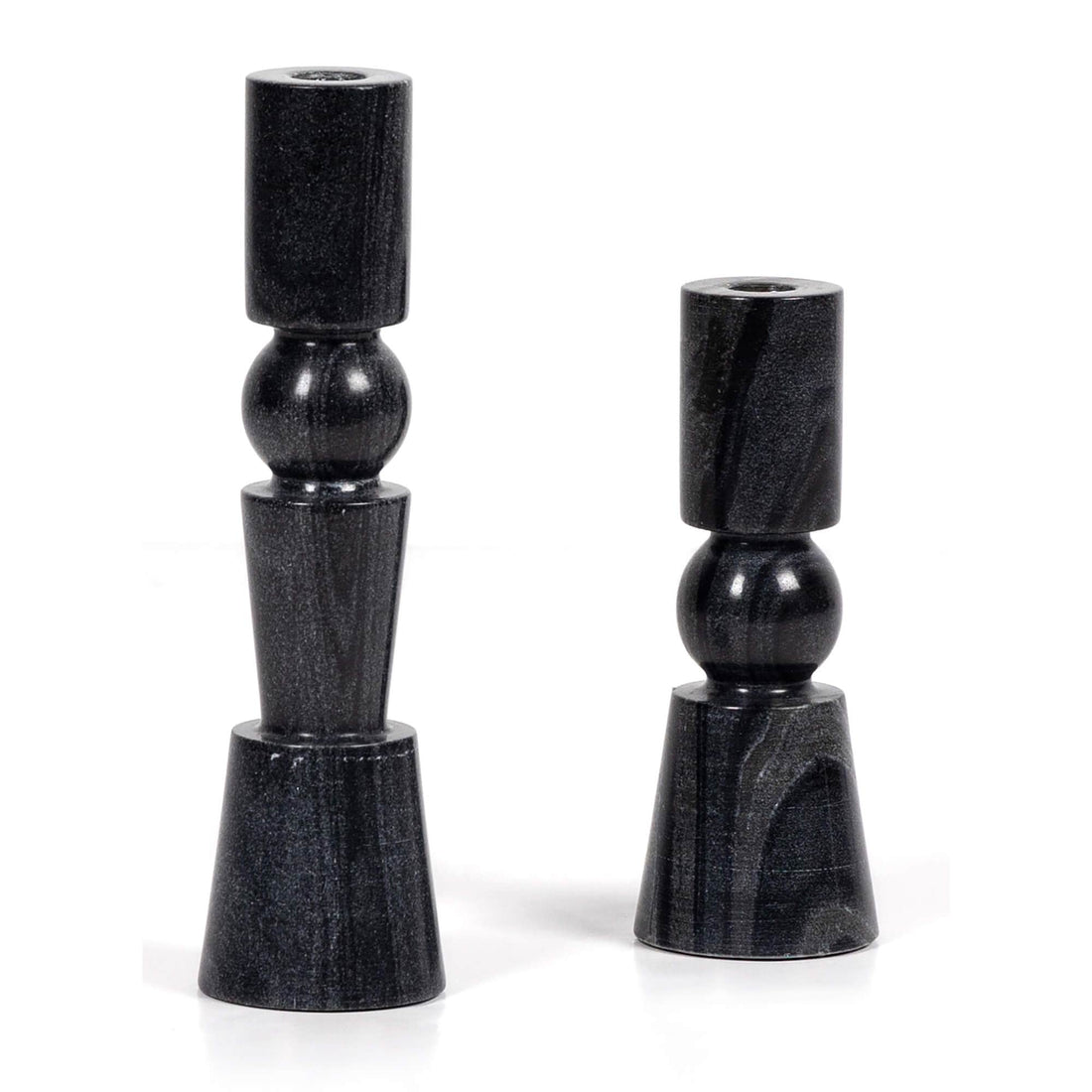 Rosette Taper Candlesticks, Ebony, Set of 2