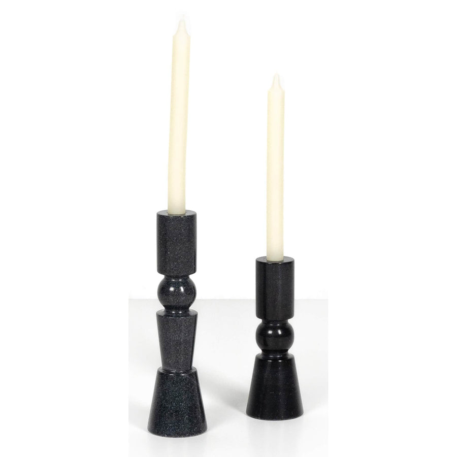 Rosette Taper Candlesticks, Ebony, Set of 2