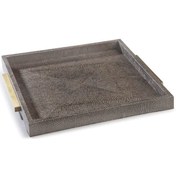 Shagreen Square Boutique Tray, Vintage Brown