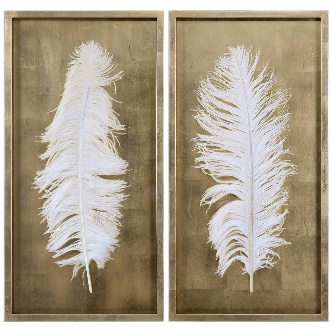 White Feathers Shadow Box, Set of 2