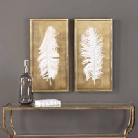 White Feathers Shadow Box, Set of 2