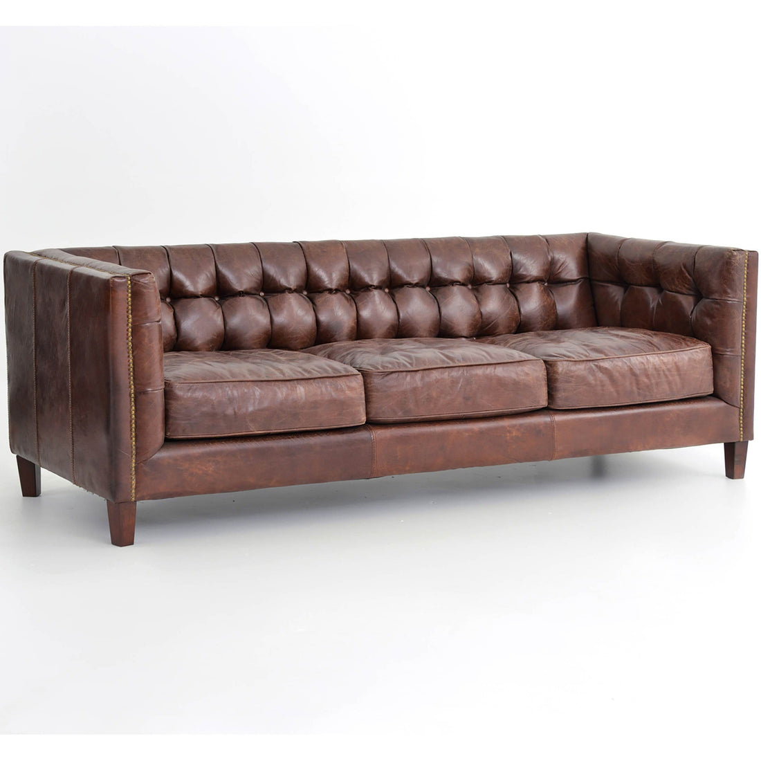 Abbott 85" Leather Sofa, Cigar