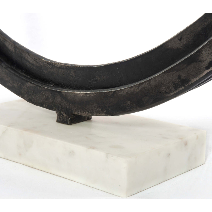 Balceta Circular Sculpture, White Marble