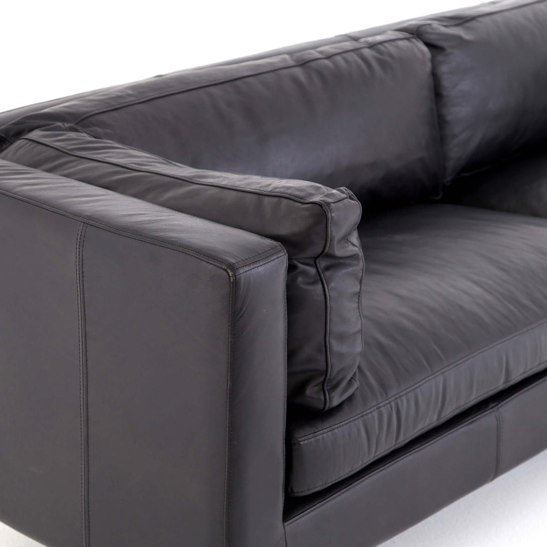 Beckwith Leather Sofa, Rider Black