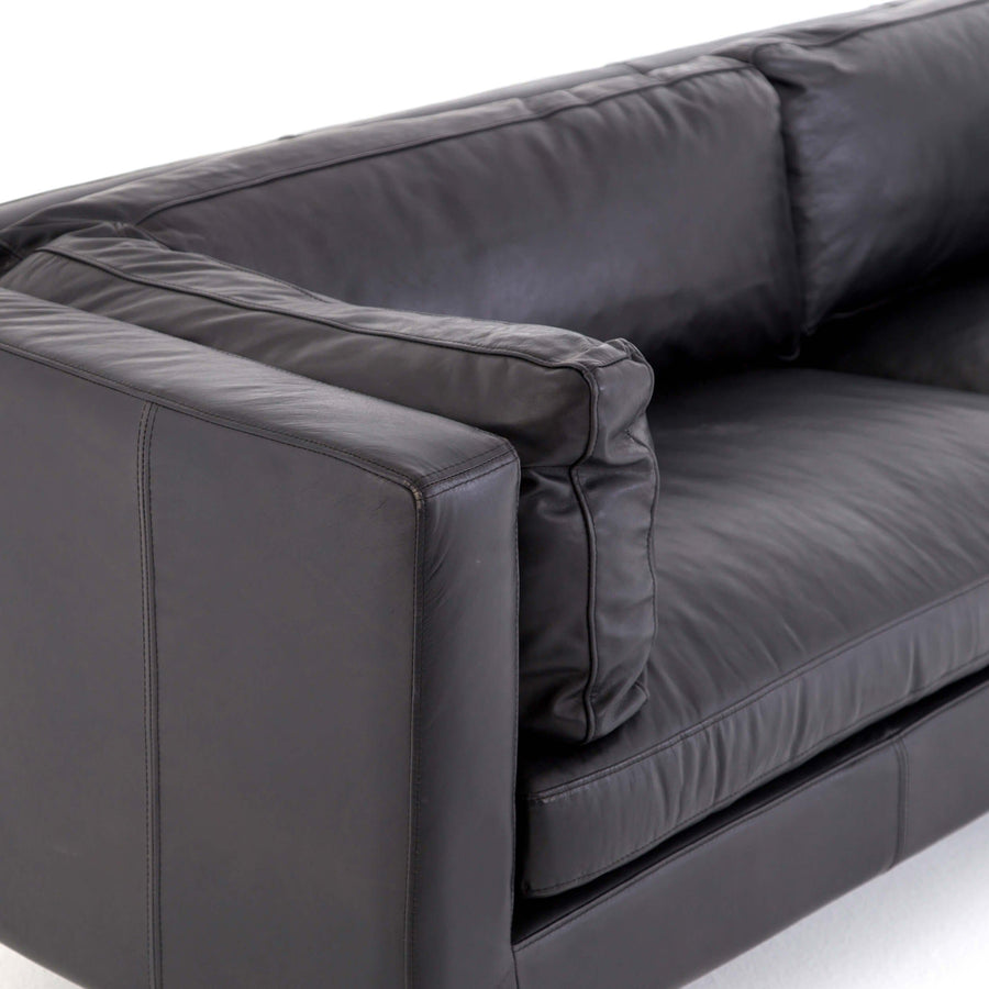 Beckwith Leather Sofa, Rider Black