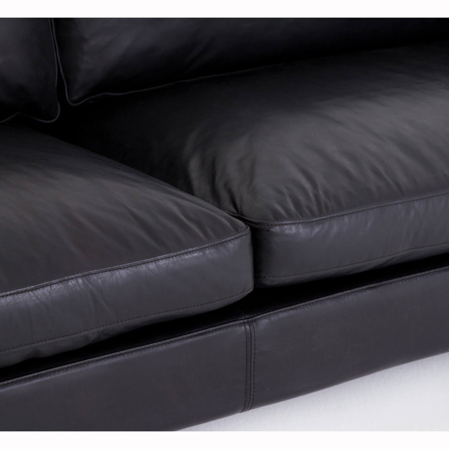 Beckwith Leather Sofa, Rider Black