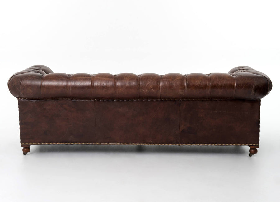 Conrad 96" Leather Sofa, Vintage Cigar