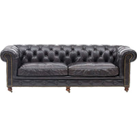 Conrad 96" Leather Sofa, Rider Black