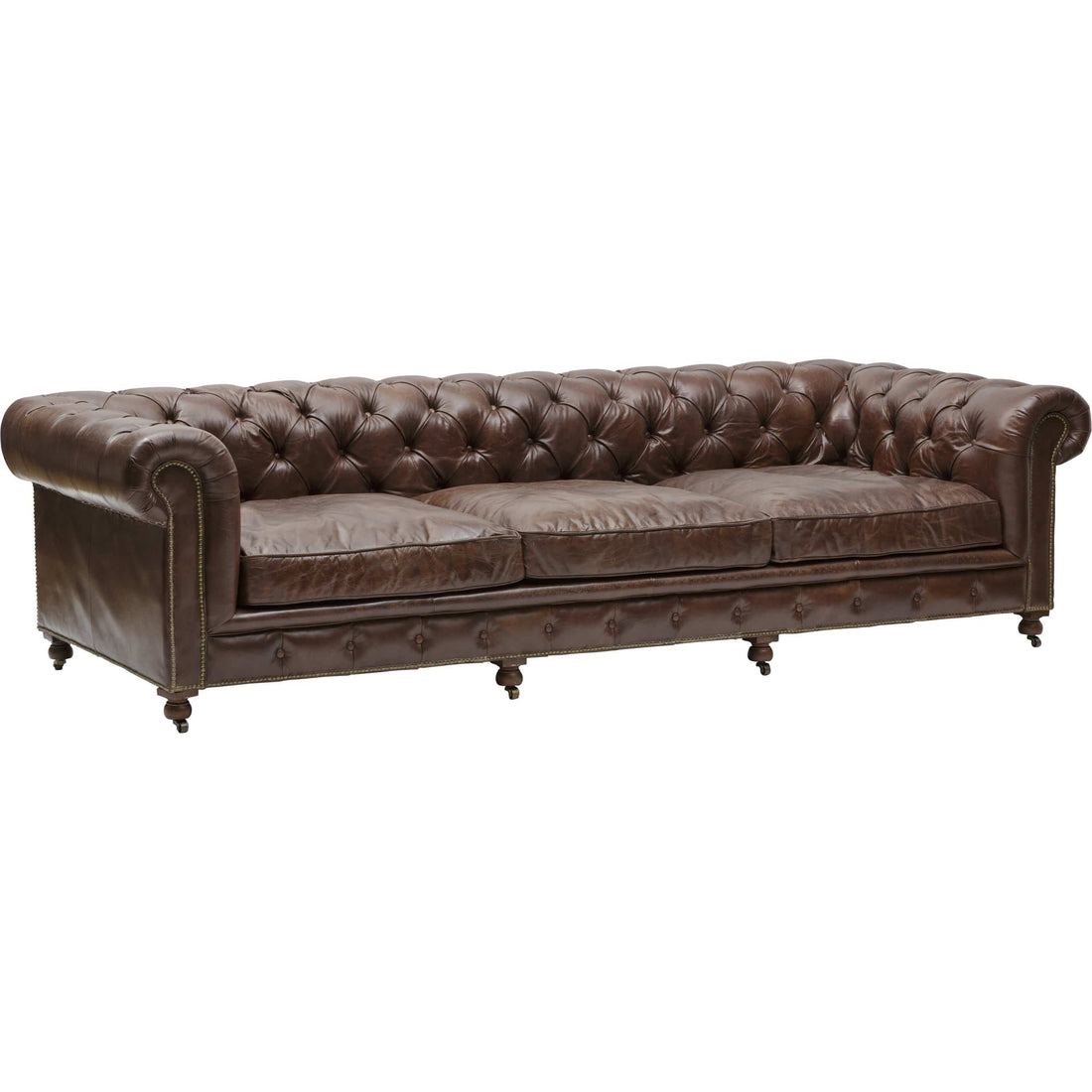 Conrad 118" Leather Sofa, Cigar