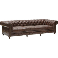 Conrad 118" Leather Sofa, Cigar