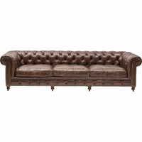 Conrad 118" Leather Sofa, Cigar