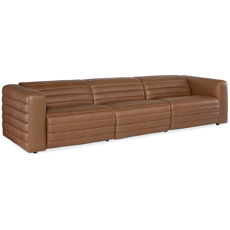 Chatelain Leather Power Sofa, Rangers Oiled Timber